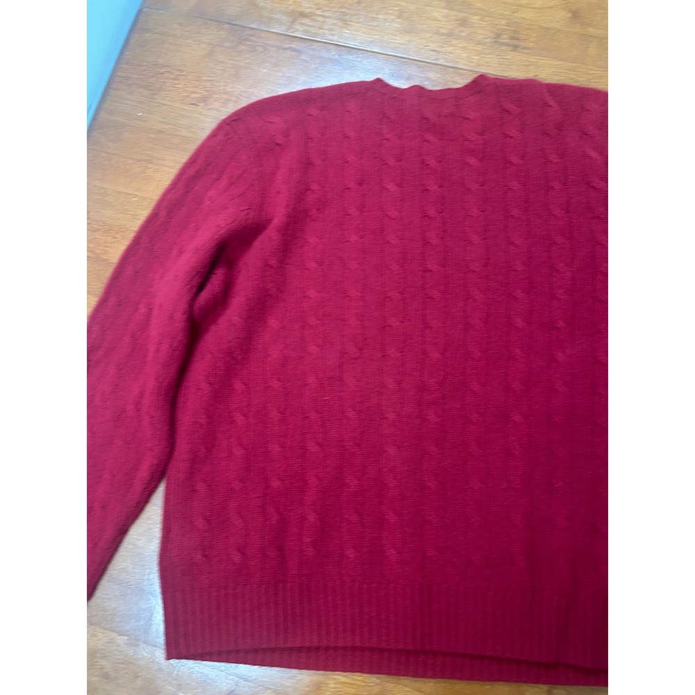 Polo Ralph Lauren Sweater Mens XL Red Cable Knit Crewneck Italian Yarn - Picture 9 of 11